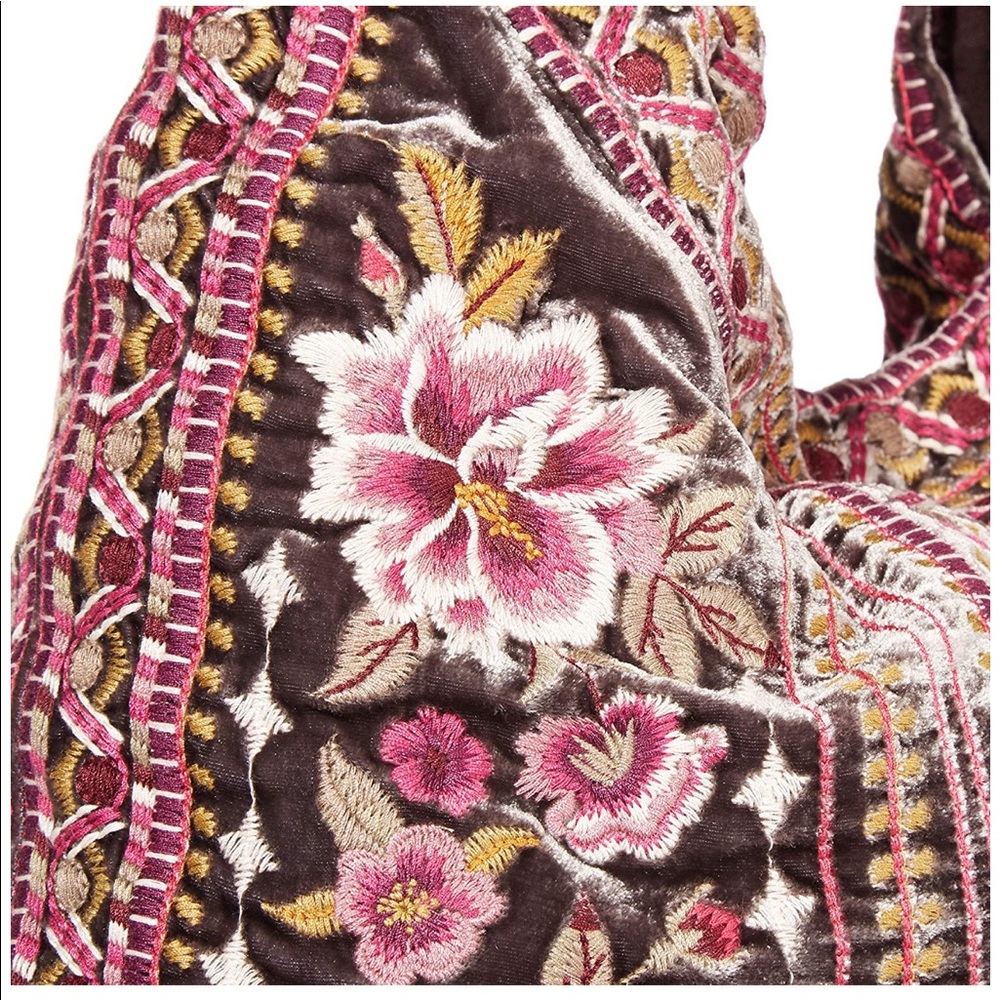 Johnny Was Valmere Embroidered Velvet Hobo Bag - Picture 2 of 5